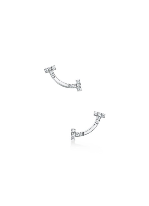 Tiffany & Co. Tiffany T Smile Mini oorknopjes van 18 karaat witgoud met diamant 85588