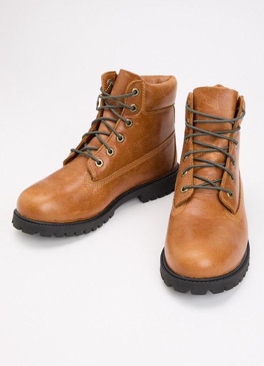 Timberland Biker boot van leer met logo - detail 3 roestbruin