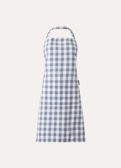Tiseco Gingham keukenschort van katoen - voorkant blauw
