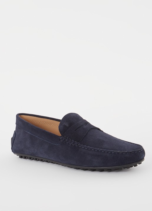 Tod's City Gommino mocassin van suède - voorkant 5 donkerblauw