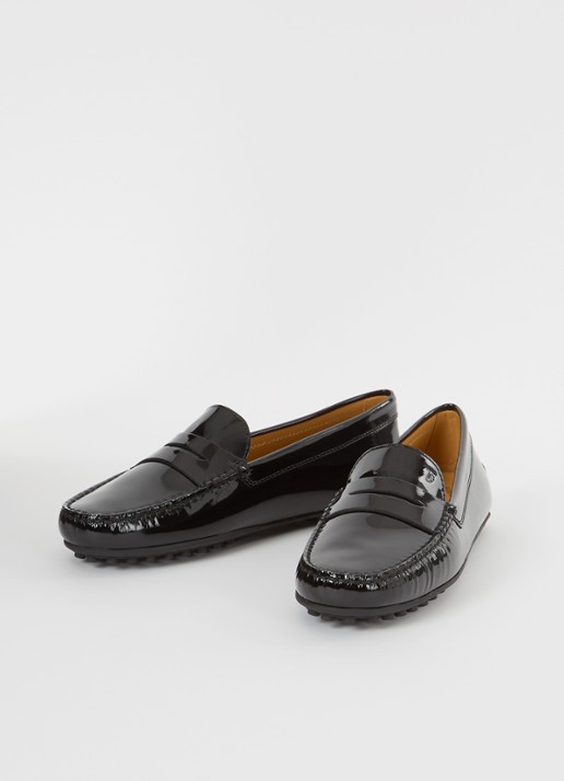 Tod's Gomma mocassin van leer met lakfinish - detail 2 zwart