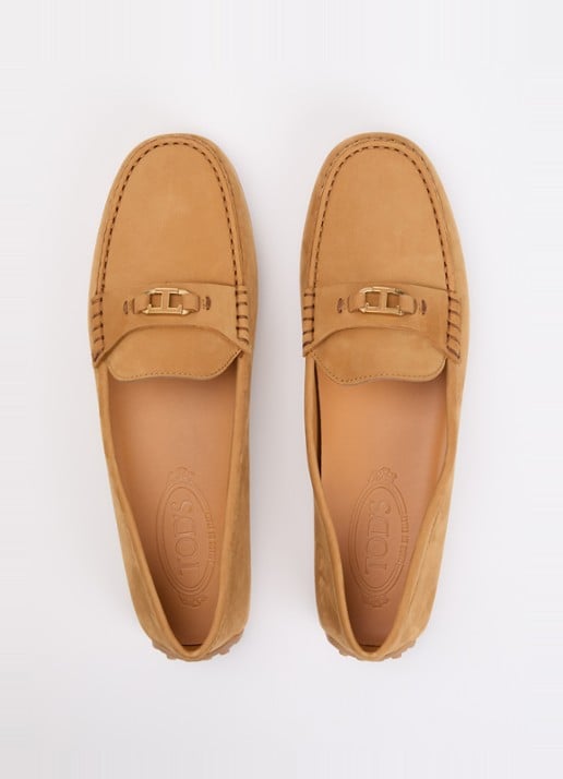 Tod's Gomma moccasin van nubuck - detail 3 camel