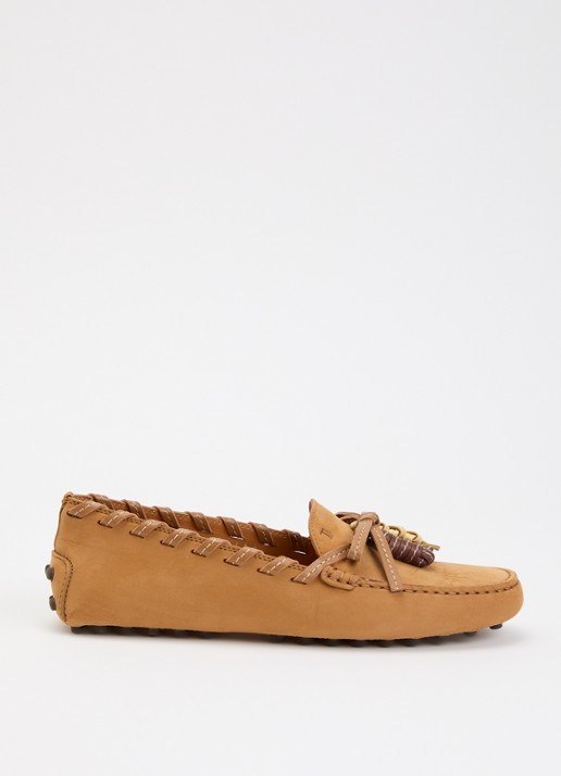 Tod's Gommino 22L mocassin van suède met gevlochten details