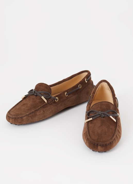 Tod's Gommino Driving bootschoen van suède - detail 2 donkerbruin