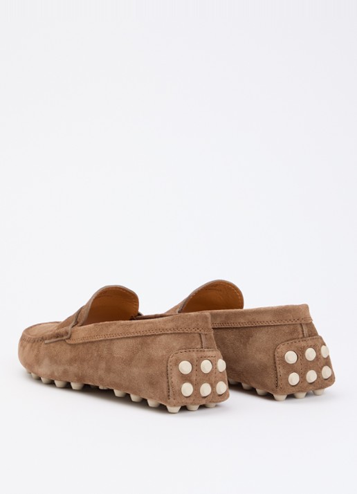 Tod's Gommino Macro mocassin van suède - achterkant bruin