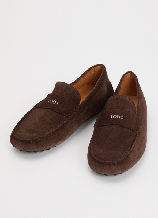 Tod's Gommino mocassin van kalfssuède - detail 3 donkerbruin