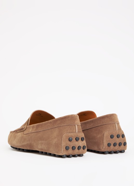Tod's Gommino mocassin van kalfssuède - achterkant 6 lichtbruin