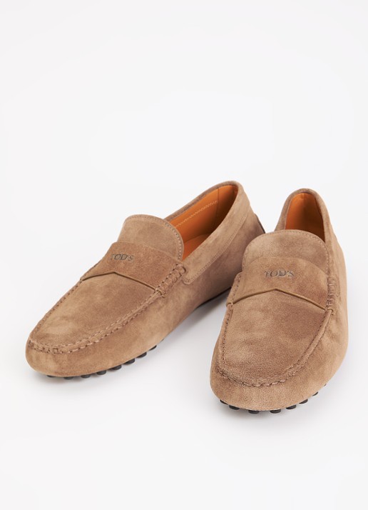 Tod's Gommino mocassin van kalfssuède - detail 2 lichtbruin