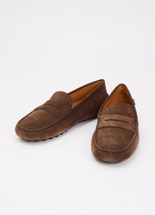 Tod's Gommino mocassin van kalfssuède - detail 3 donkerbruin