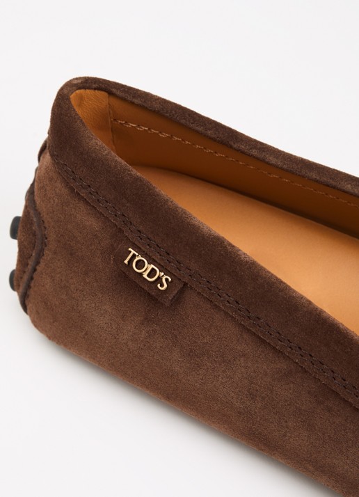 Tod's Gommino mocassin van kalfssuède - detail 6 donkerbruin