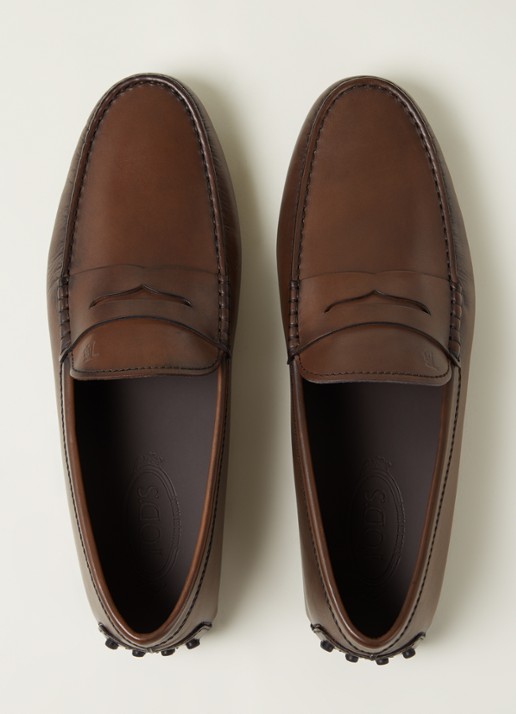 Tod's Gommino mocassin van leer  - detail 4 donkerbruin