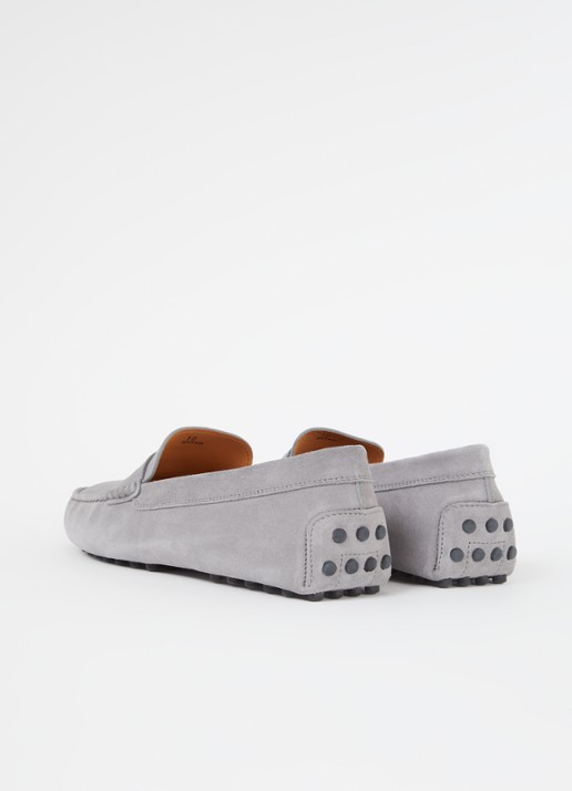 Tod's Gommino mocassin van suède - achterkant 5 lichtgrijs