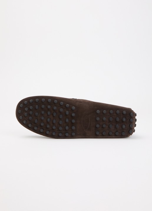 Tod's Gommino mocassin van suède - detail 4 donkerbruin