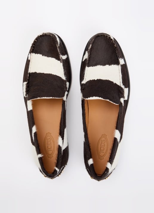 Tod's Loafer van kalfsleer met dierenprint  - detail 3 donkerbruin