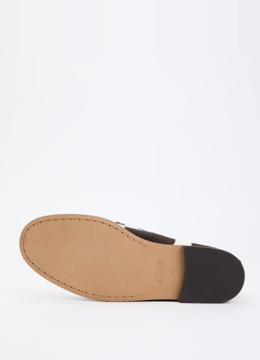 Tod's Loafer van kalfsleer met dierenprint  - detail 4 donkerbruin