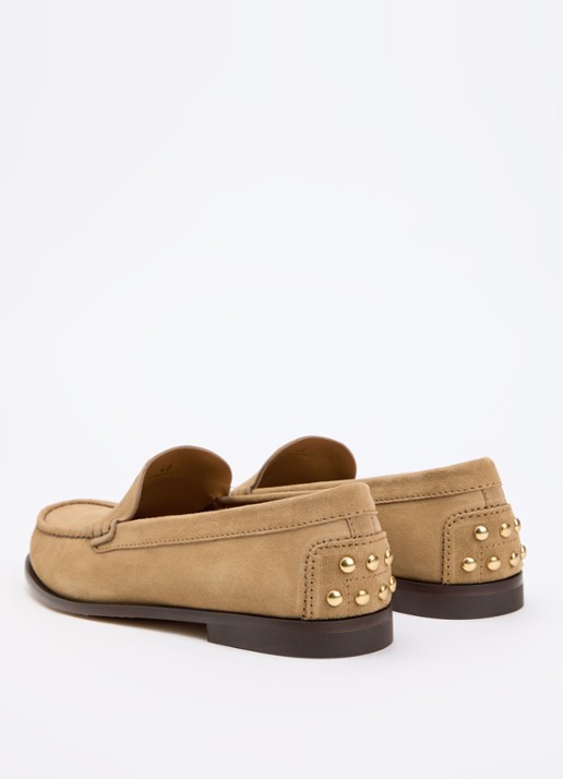 Tod's Loafer van kalfssuède met studs  - achterkant 6 camel