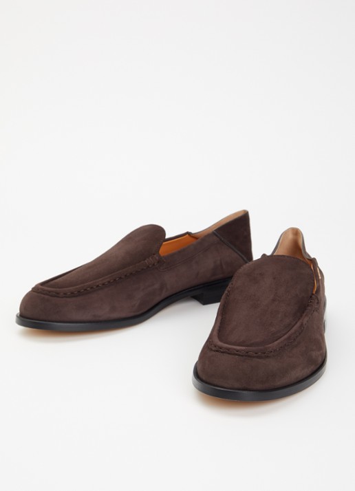 Tod's Loafers van kalfssuède - detail 2 donkerbruin