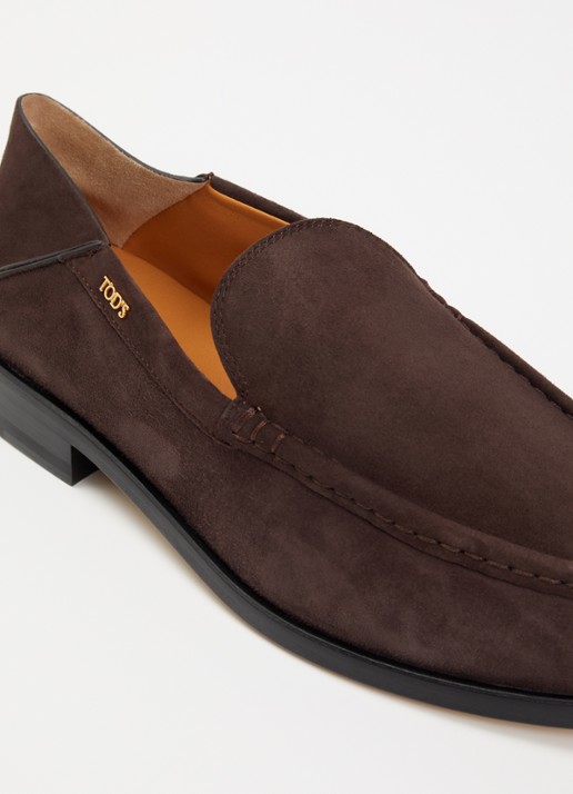 Tod's Loafers van kalfssuède - detail 5 donkerbruin