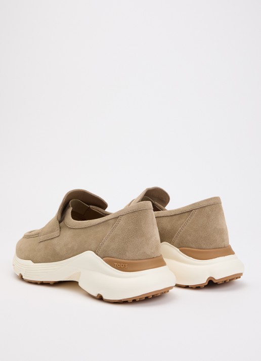 Tod's Mocassino Bordo slip-on van kalfssuède - achterkant zand