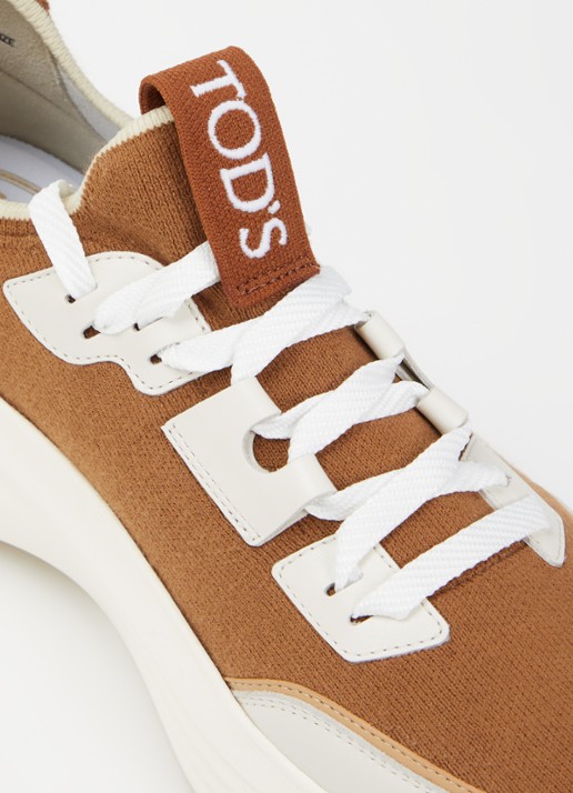 Tod's Sportiva sneaker met details van kalfsleer en logo  - detail 6 cognac
