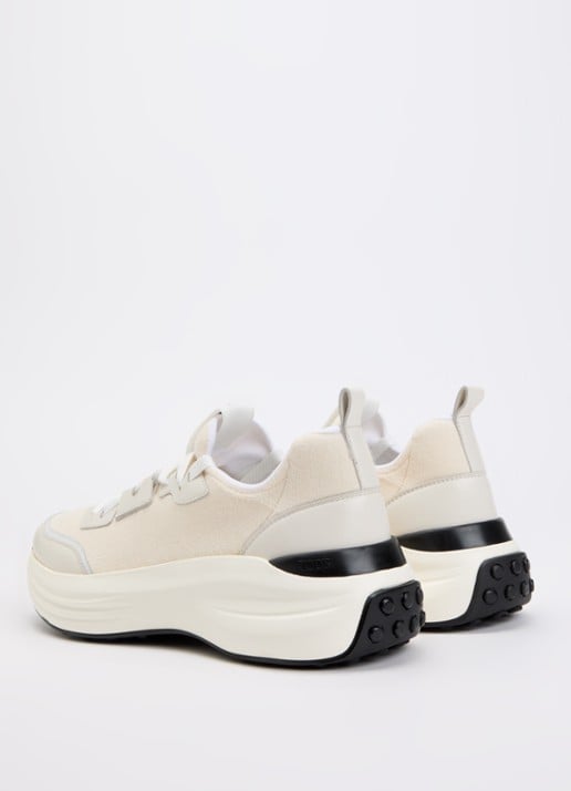 Tod's Sportiva sneaker van kalfsleer met logo  - achterkant gebroken wit