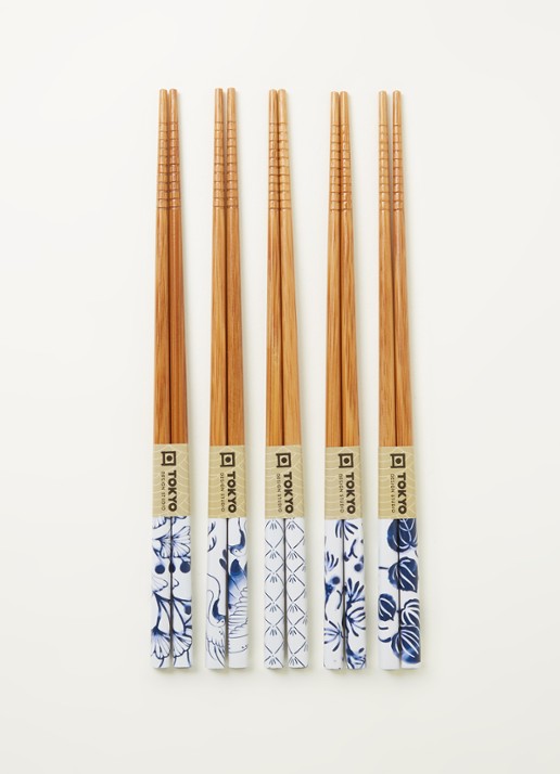 Tokyo Design Studio Chopsticks eetstokjes set van 5  - voorkant 3 blauw