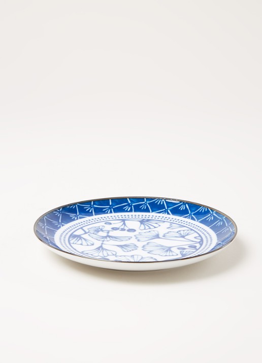 Tokyo Design Studio Flora Japonica Ginkgo gebaksbordje 16 cm - detail donkerblauw