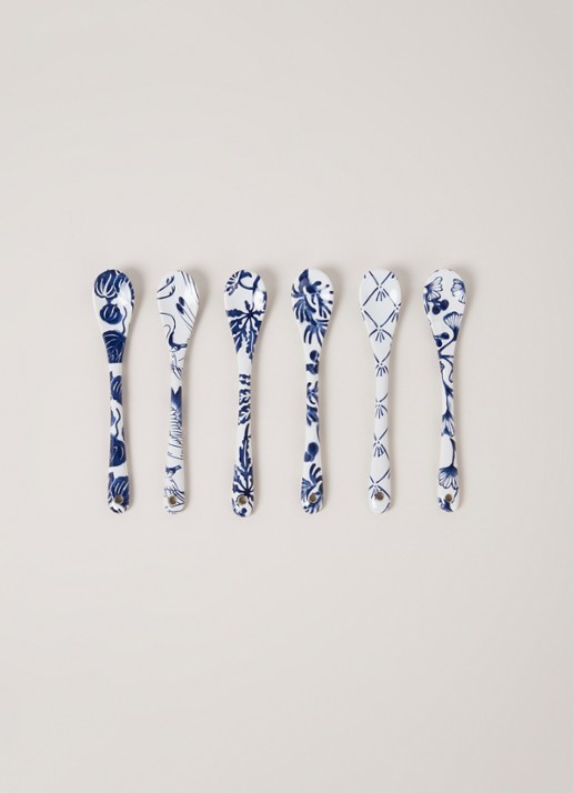 Tokyo Design Studio Flora Japonica theelepel set van 6 - voorkant 2 wit
