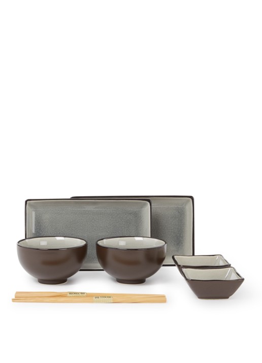 Tokyo Design Studio Glassy sushi serviesset van 8 - voorkant grijs
