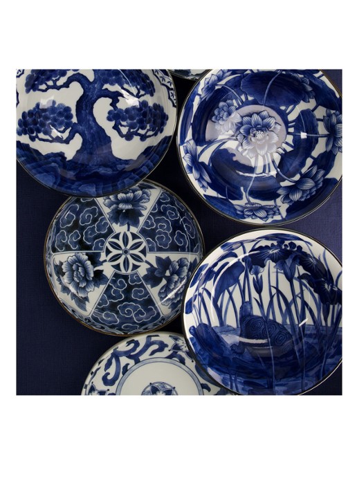 Tokyo Design Studio Matori Hishimon diep bord 20 cm - detail blauw