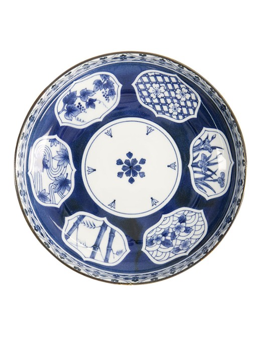Tokyo Design Studio Matori Hishimon diep bord 20 cm - voorkant 3 blauw