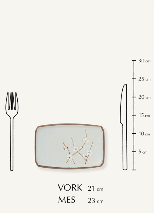 Tokyo Design Studio Soshun Blossom sushi bord 19 x 13 cm - detail 2 lichtblauw