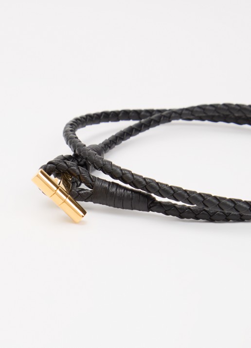TOM FORD Armband van gevlochten leer - detail 3 zwart