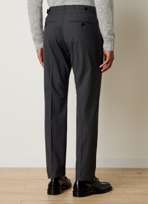 Tom Ford Atticus slim fit pantalon van wol - achterkant donkergrijs
