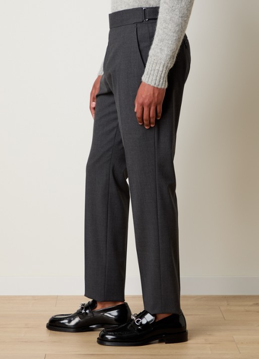 Tom Ford Atticus slim fit pantalon van wol - detail 3 donkergrijs