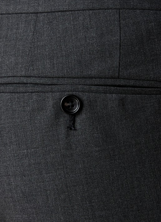 Tom Ford Atticus slim fit pantalon van wol - detail 4 donkergrijs