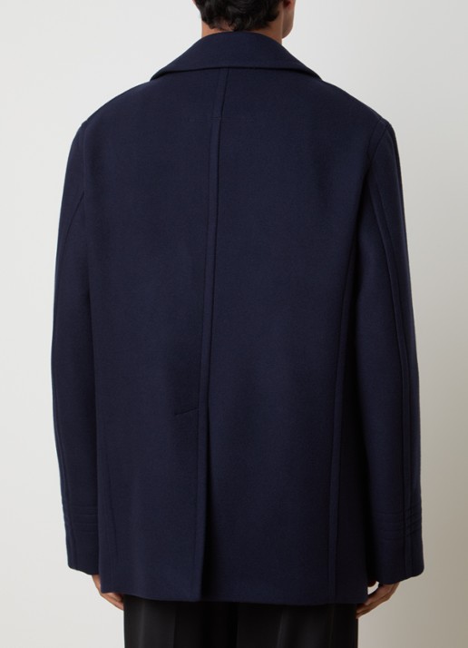 TOM FORD Double-breasted mantel van wol met steekzakken - achterkant 6 donkerblauw