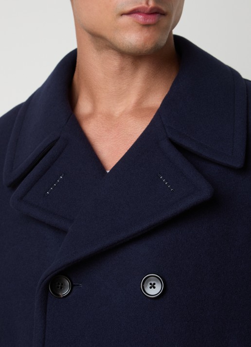 TOM FORD Double-breasted mantel van wol met steekzakken - detail 4 donkerblauw