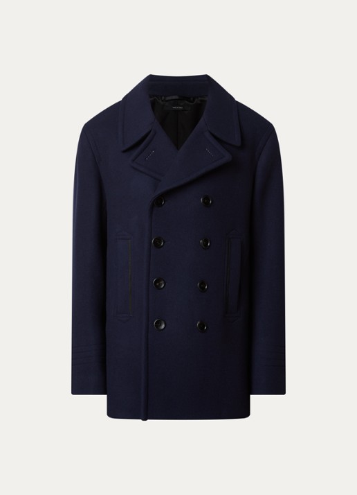 TOM FORD Double-breasted mantel van wol met steekzakken - voorkant donkerblauw