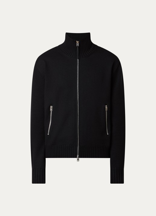 TOM FORD Fijngebreid vest van scheerwol met ritszakken - voorkant zwart