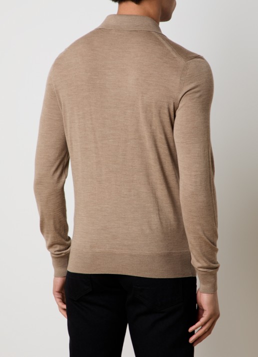 Tom Ford Fijngebreide polo van wol  - achterkant 3 camel