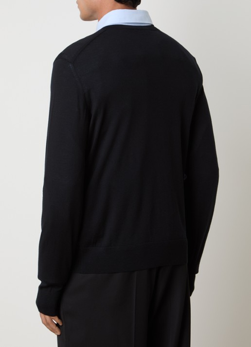 TOM FORD Fijngebreide pullover van wol met V-hals  - achterkant 5 zwart