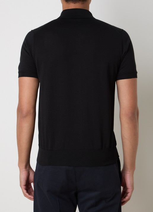 TOM FORD Fijngebreide regular fit polo - achterkant 3 zwart