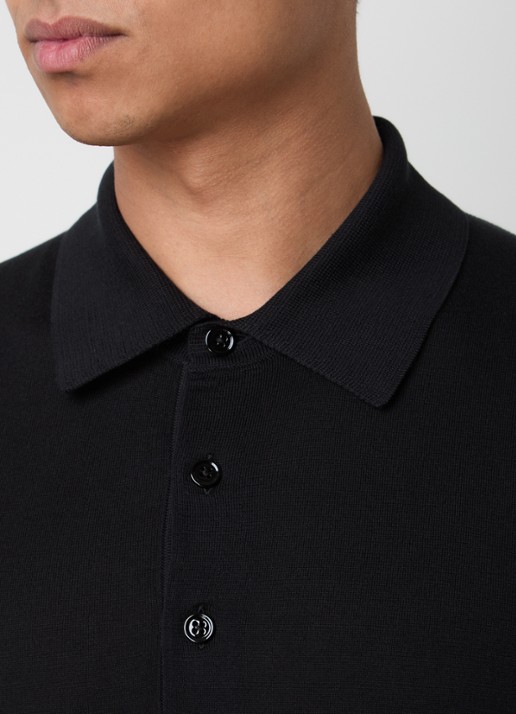 TOM FORD Fijngebreide regular fit polo - detail 2 zwart