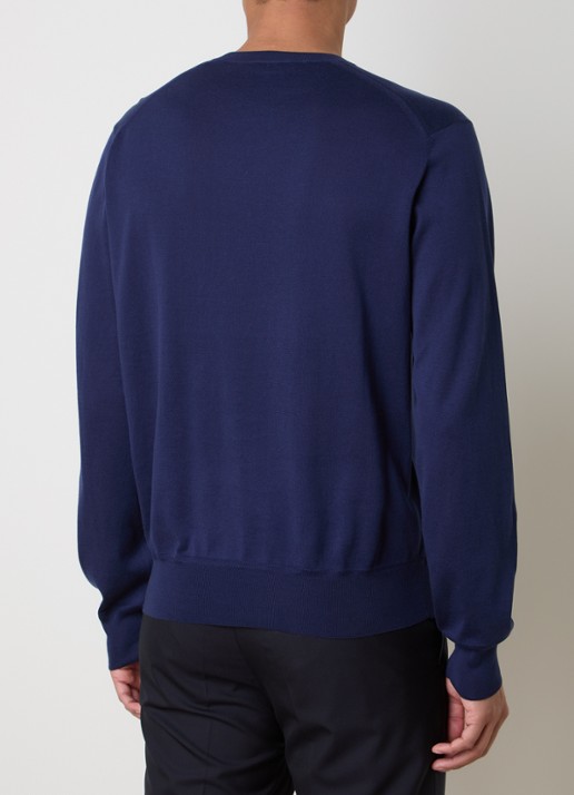 TOM FORD Fijngebreide trui met ronde hals - achterkant donkerblauw
