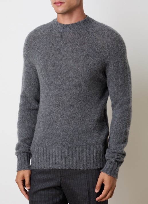 TOM FORD Fijngebreide trui van kasjmier - detail donkergrijs
