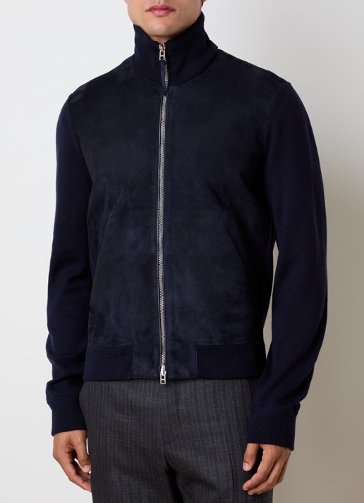 TOM FORD Jack van lamsleer met steekzakken - detail donkerblauw