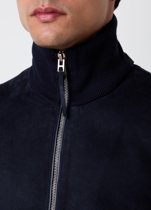 TOM FORD Jack van lamsleer met steekzakken - detail 2 donkerblauw