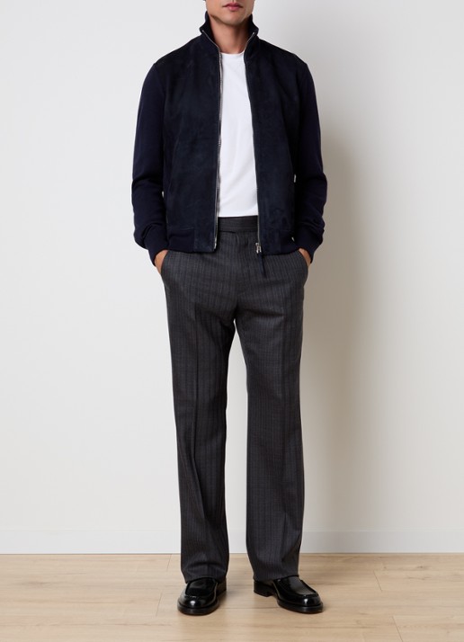TOM FORD Jack van lamsleer met steekzakken - voorkant 4 donkerblauw
