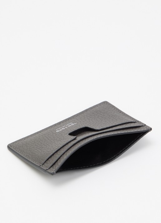 TOM FORD Pasjeshouder van kalfsleer met logo - detail 2 grijs